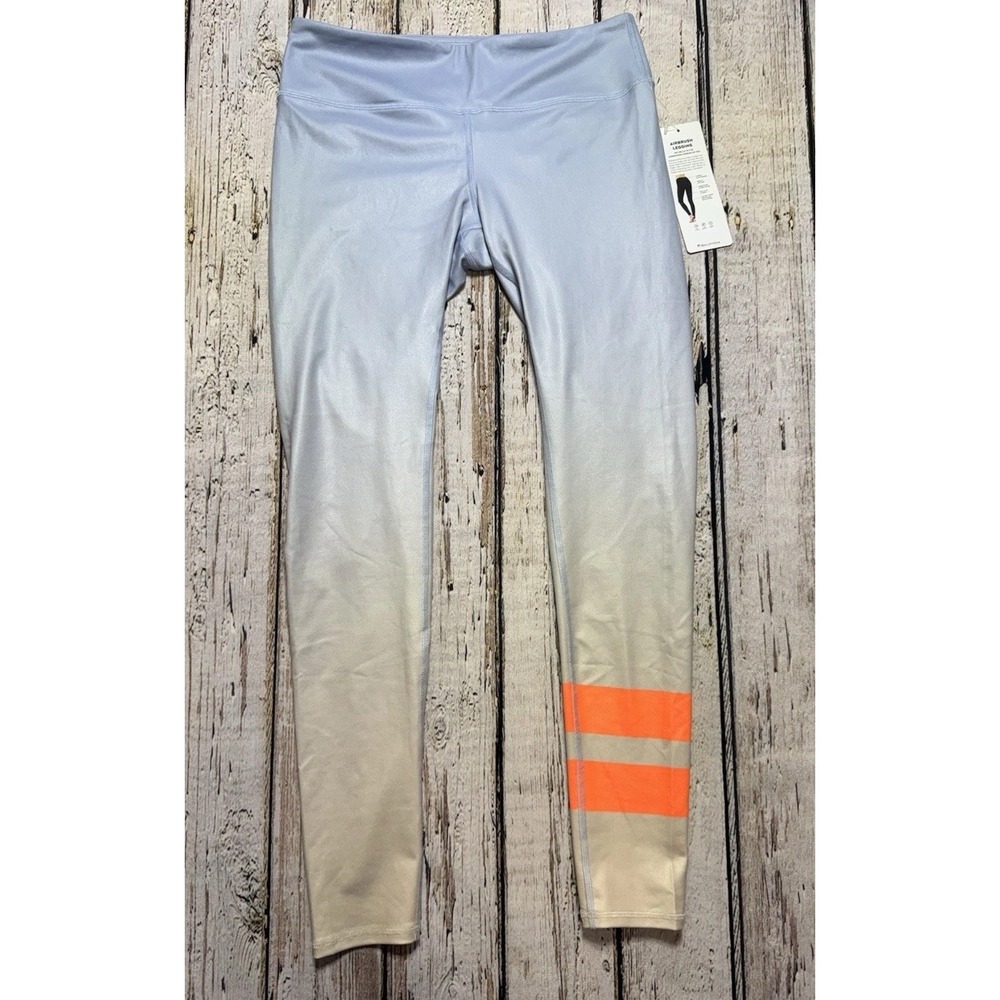 Alo Woman Leggings Airbrush High Waist Size M Orange Stripe Gradient Sky NWT